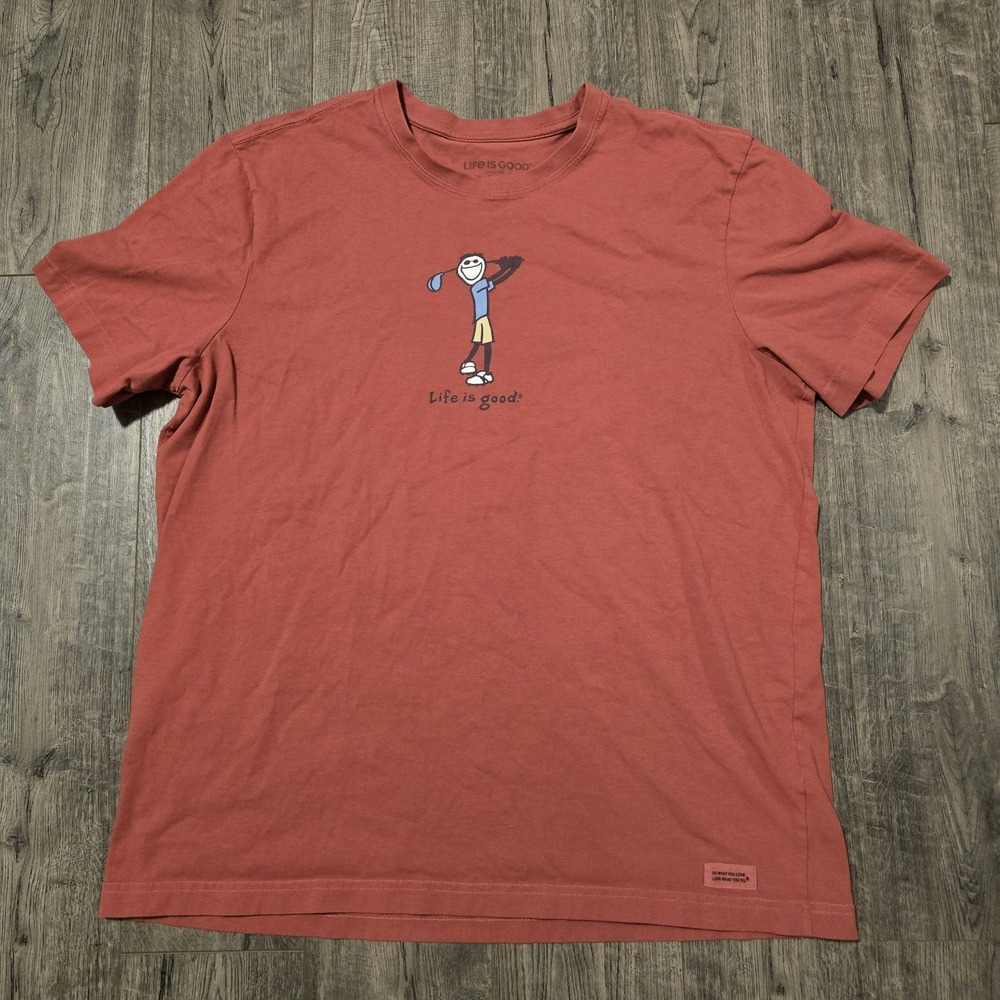 Life Is Good Men's Size XL Crusher Tee Classic Fit Orange Golf T-Shirt